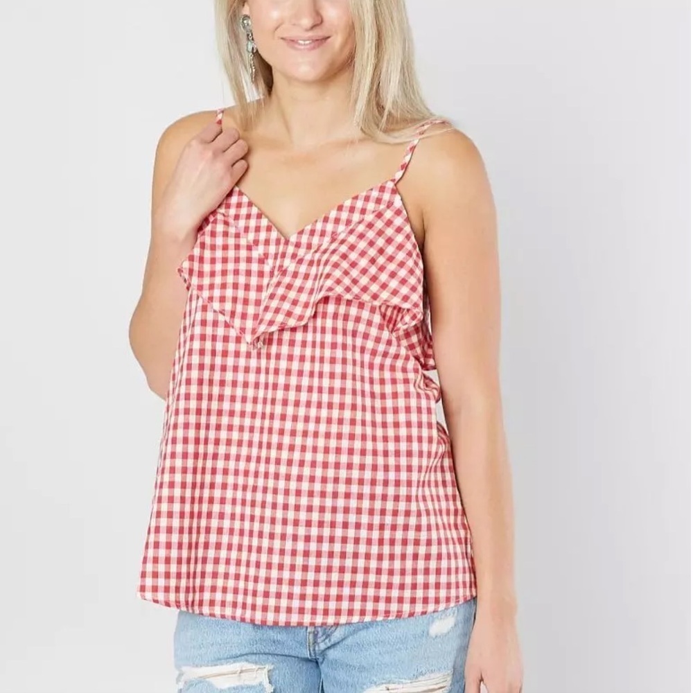 Doe & Rae Red Gingham Cami Top